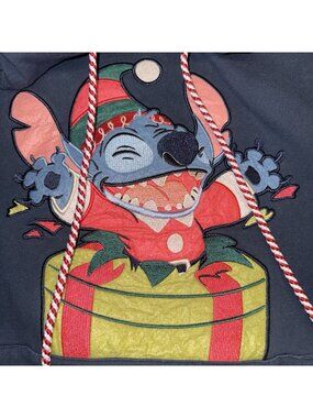 Disney Parks Christmas Stitch Pullover Hoodie Sweatshirt Small